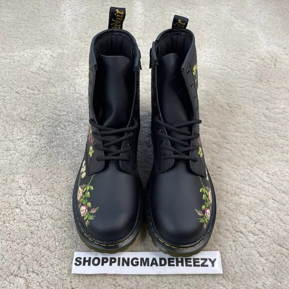 [US 5] DR DOC MARTENS 1460Y Floral Flowers Coated Leather Zip-Up Combat Boots - Picture 3 of 10